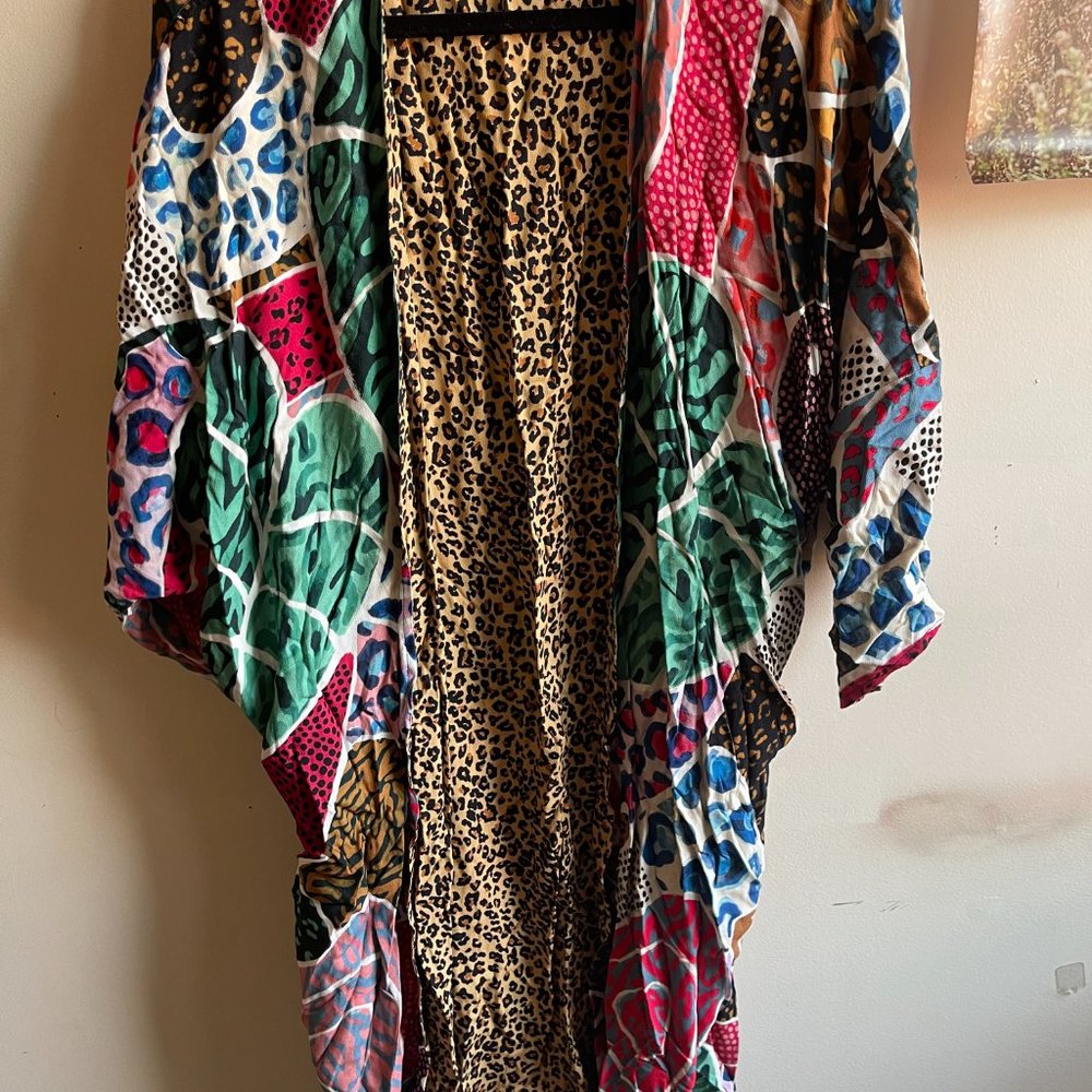 Multicolor Leopard Print Kimono Jacket